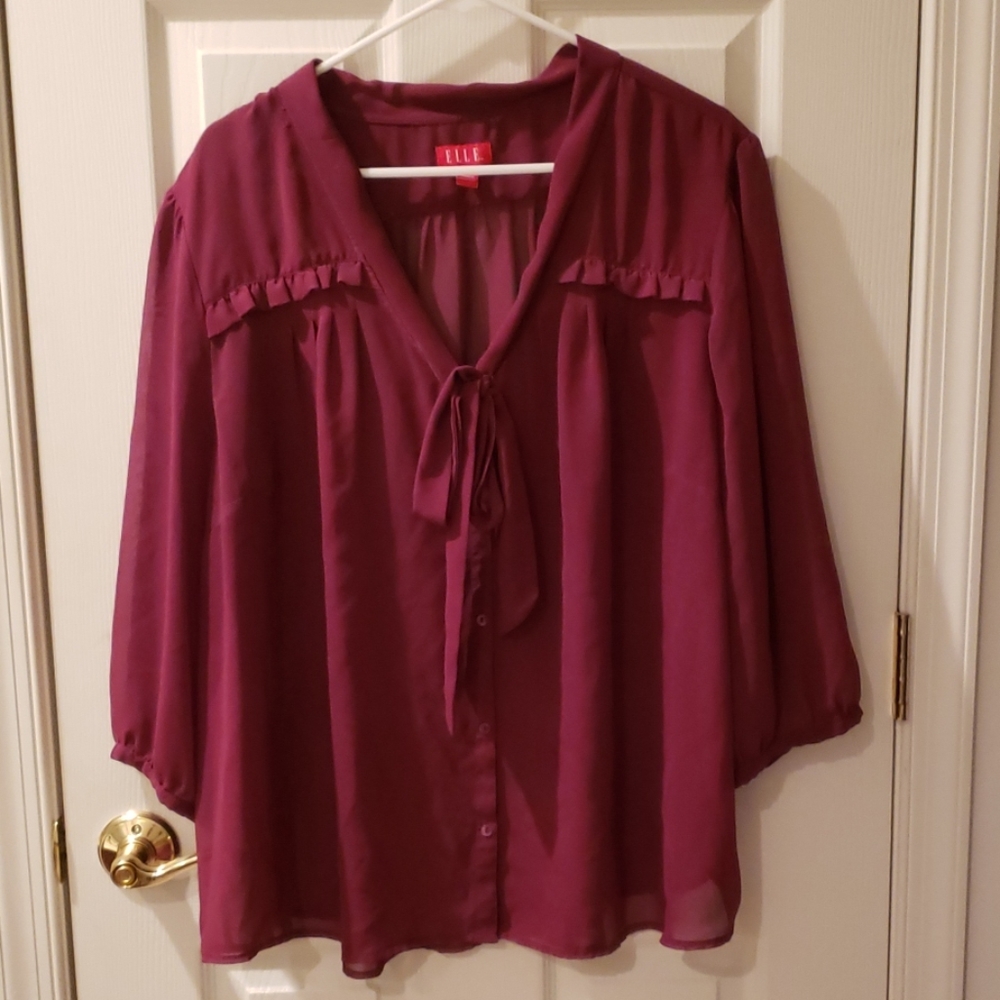 Elle Burgondy Blouse